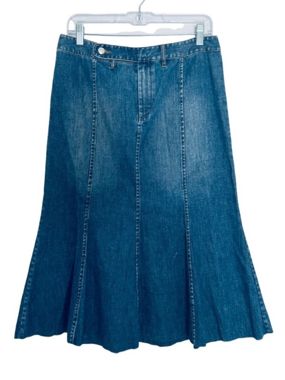 Ralph Lauren Blue Denim Midi Skirt 30 in waist. 
15 across